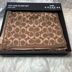 BROWN COACH HAT AND SCARF SET